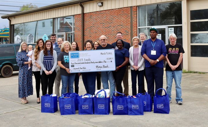 Morris Bank Presents Fundraising Check and Donations to J.O.Y. Foods